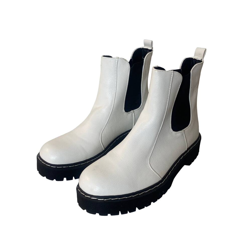 Sincerely Jules Hippie Leather White Black Combat Boots Size 9.5